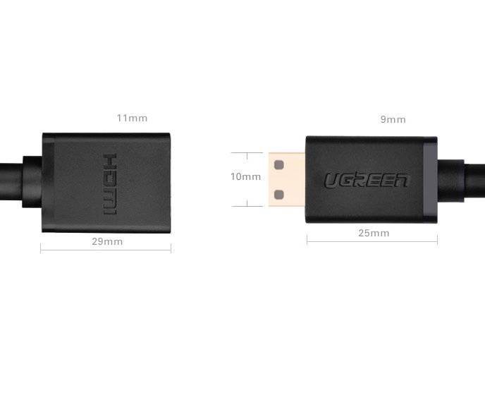 UGREEN 20137 Mini HDMI Male to HDMI Female 22CM Adapter UGREEN 20137 Mini HDMI Male to HDMI Female 22CM Adapter